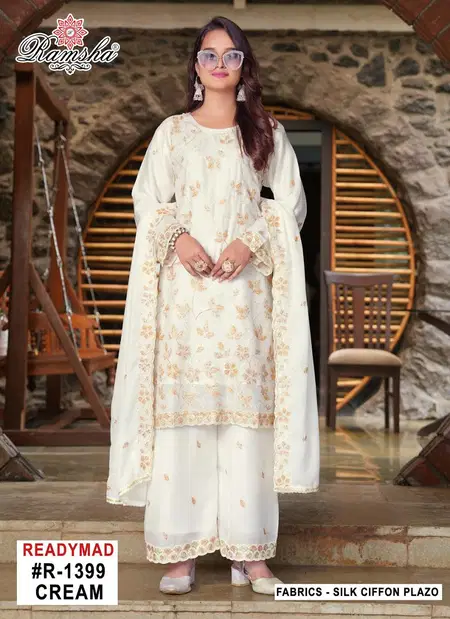 Ramsha R 1399 Silk Chiffon Readymade Suits Wholesale Market In Surat